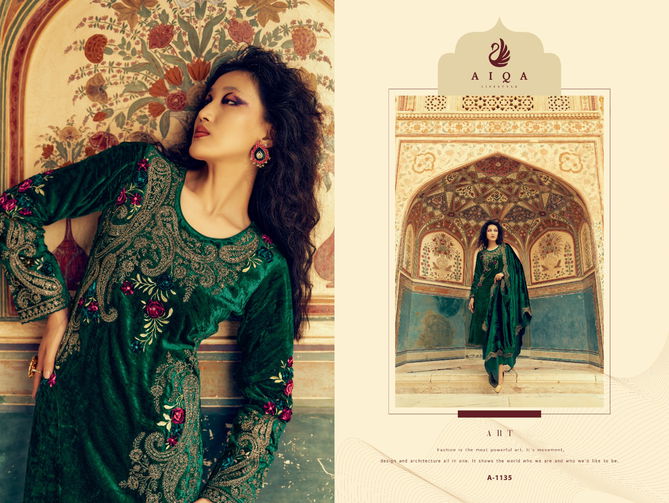 Sastra By Aiqa Winter Wear Fancy Work Velvet Salwar Kameez Wholesale Online